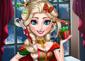 Elsa Christmas Cortes De Cabelo Reais captura de tela do jogo