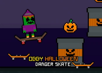 Obby Halloween Danger Skate game screenshot